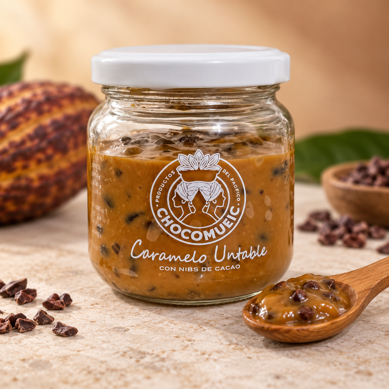 Caramelo untable con nibs de cacao